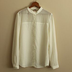 Anne Klein Sheer Button Down Top Sz L
